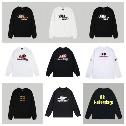 Balenciaga Graphic Print Oversized Sweatshirt and Long Sleeve Tee Collection Multicolor