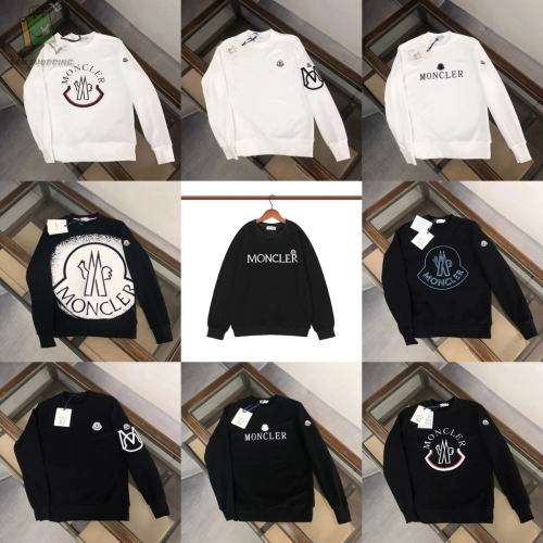 Moncler Logo Graphic Cotton Sweatshirt Black and White
