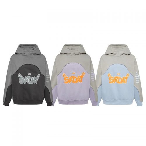 Saint Michael Graphic Print Oversized Hoodie Multicolor