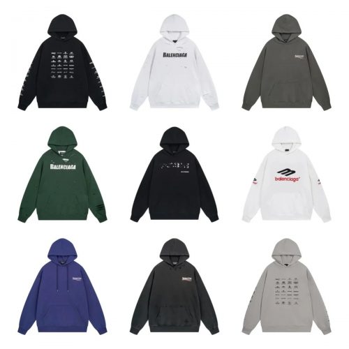 Balenciaga Oversized Graphic Hoodie Streetwear Sweatshirt Multicolor