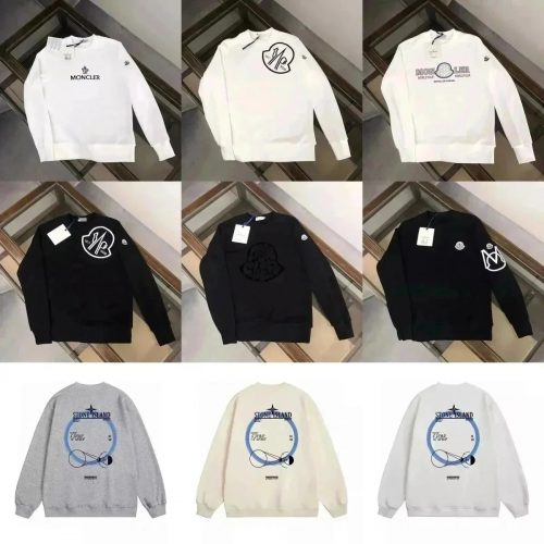 Moncler Graphic Print Cotton Sweatshirt Black and White