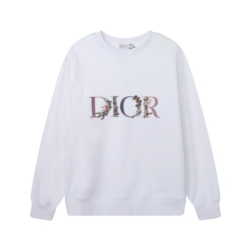 Dior Floral Embroidery Cotton Sweatshirt White