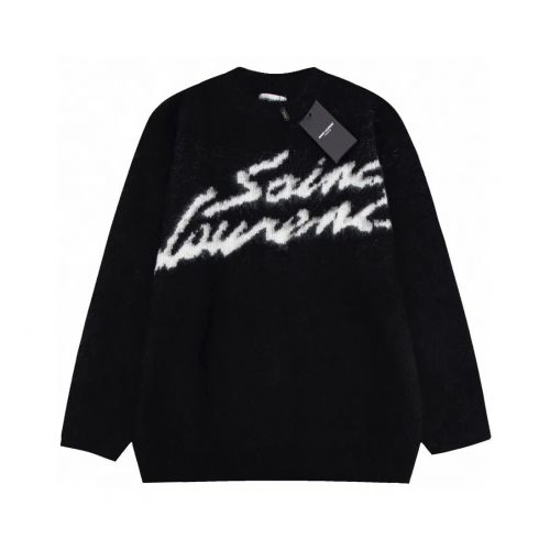 Saint Laurent YSL Signature Brushed Mohair Sweater Black