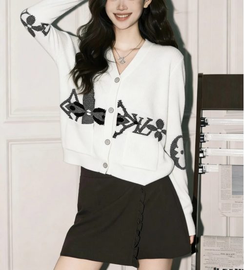 Louis Vuitton LV Monogram Knit Cardigan White