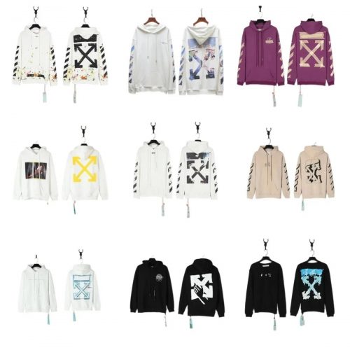 Off-White Graphic Print Streetwear Hoodie Multicolor