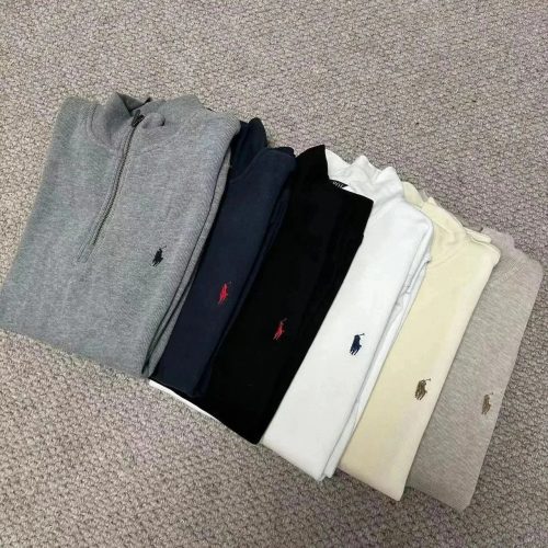 Ralph Lauren Quarter Zip Knit Sweater Ribbed Pullover Multicolor