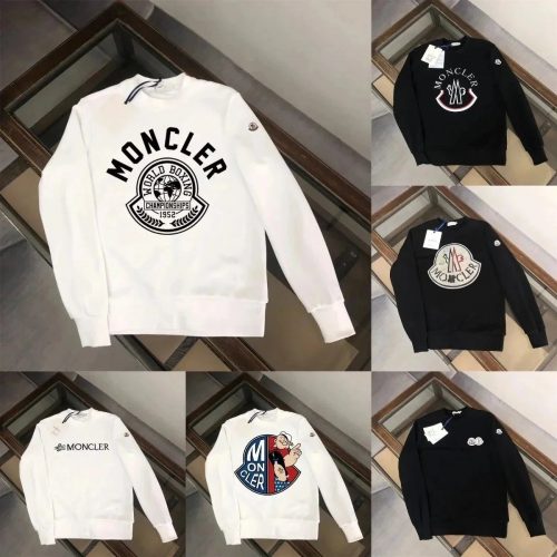 Moncler Graphic Print Cotton Sweatshirt Black and White