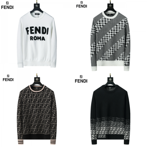 Fendi Monogram and Logo Knit Crewneck Sweater Multicolor