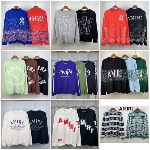 Amiri Graphic Knit Sweater Casual Crewneck Multicolor