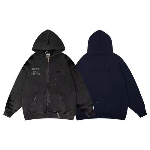 Lanvin Dept. de la Galerie Distressed Zip-Up Hoodie Black