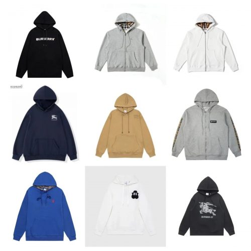 Burberry Check Detail Casual Hoodie and Sweatshirt Collection Multicolor