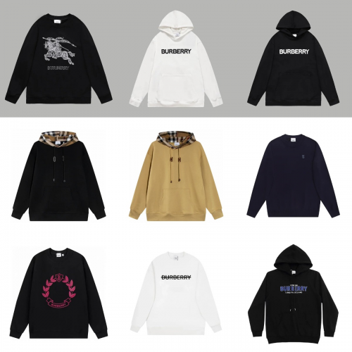 Burberry Graphic Print and Check Hoodies Sweaters Cotton Pullover Multicolor