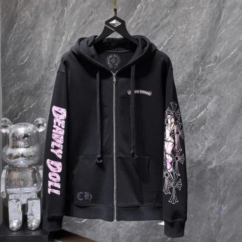 Chrome Hearts CH Deadly Doll Graphic Zip-Up Hoodie Black