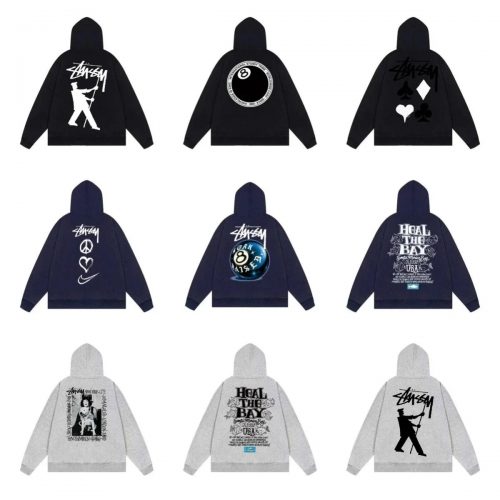 Stussy Graphic Print Streetwear Hoodie Multicolor