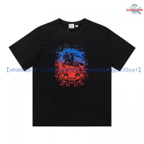 Burberry Equestrian Knight Graphic Cotton T-Shirt Black