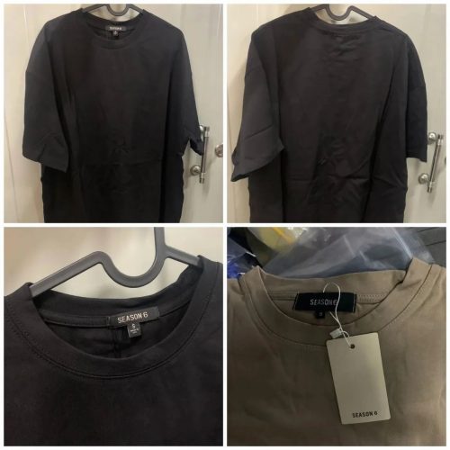 Yeezy Season 6 Oversized Cotton T-Shirt Black and Beige