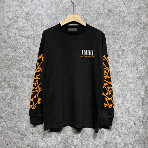 Amiri Bone Print Graphic Long Sleeve Shirt Black