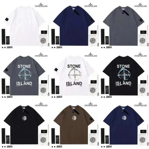 Stone Island Compass Graphic Cotton T-Shirt Multicolor
