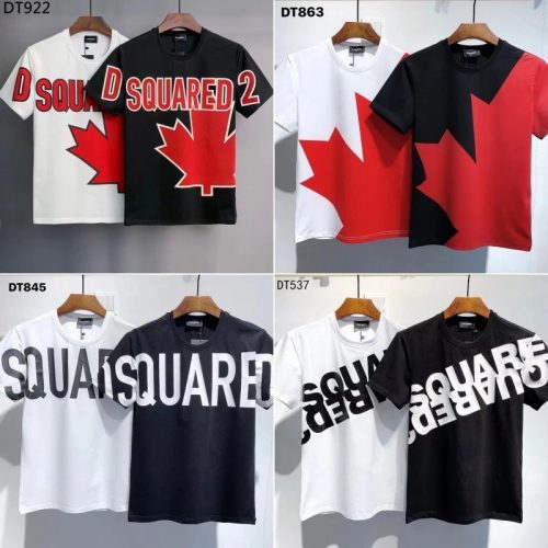 DSQUARED2 D2 Graphic Print Cotton T-Shirt Black and White