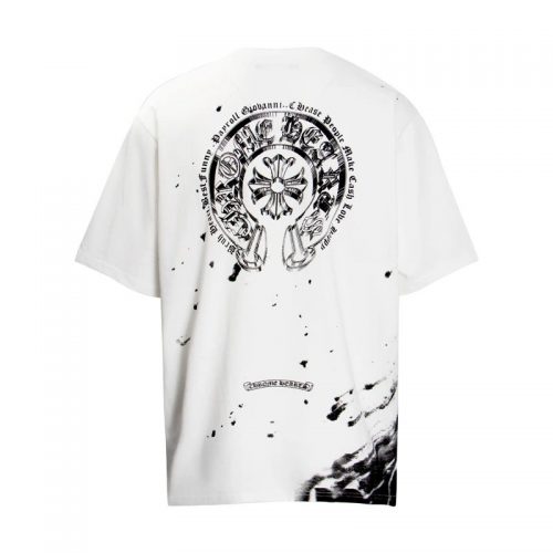 Chrome Hearts Horseshoe Ink Splatter Graphic Tee White