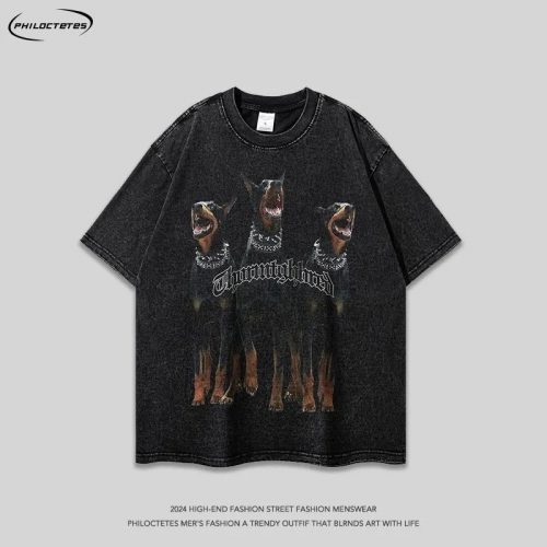 Philoctetes Doberman Graphic Streetwear T-Shirt Black