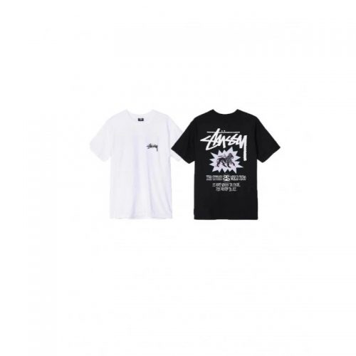 Stussy World Tour Lion Graphic Tee T-Shirt Black and White