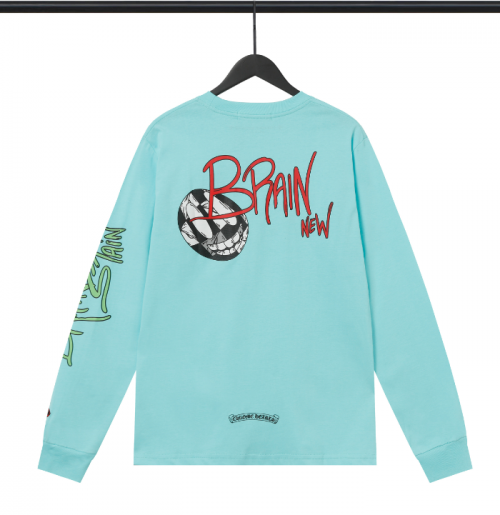 Chrome Hearts Brain New Graphic Long Sleeve Shirt Light Blue