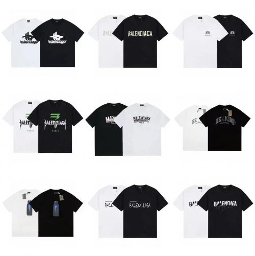 Balenciaga Graphic Print Oversized Tee Black and White