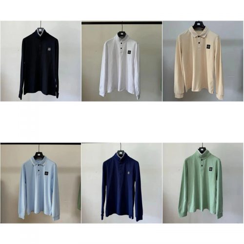 Stone Island Long Sleeve Polo Cotton Shirt Multicolor
