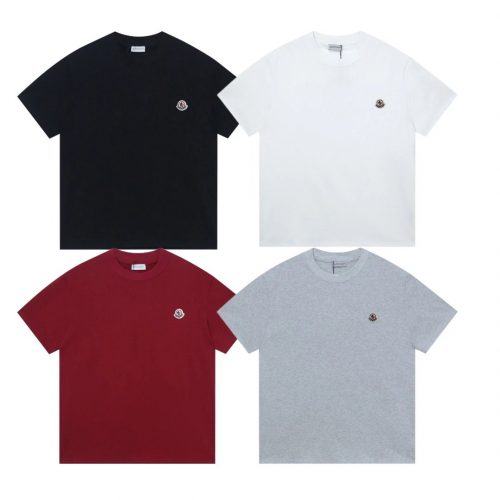 Moncler Cotton Jersey Basic T-Shirt Black White Red and Gray