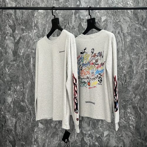 Chrome Hearts Matty Boy Graffiti Graphic Long Sleeve Shirt Gray