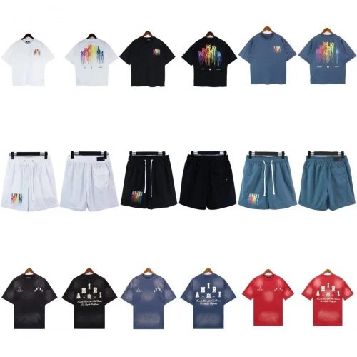 Amiri Drip Paint Graphic Streetwear T-Shirt Multicolor