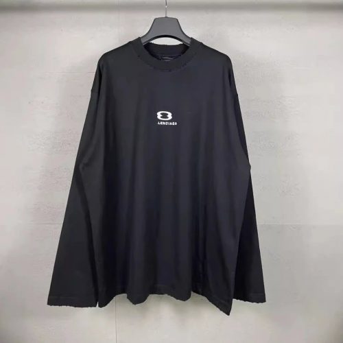 Balenciaga 8 Logo Print Oversized Long Sleeve Shirt Black