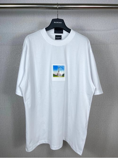 Balenciaga Eiffel Tower Graphic Oversized T-Shirt White