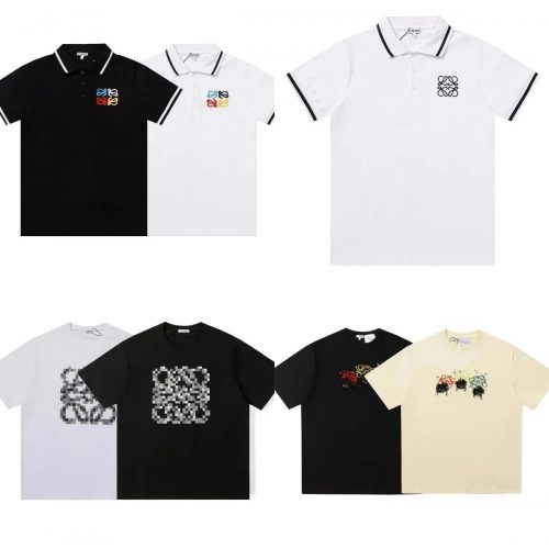 Loewe Anagram Graphic Cotton T-Shirt and Polo Shirt Collection Multicolor