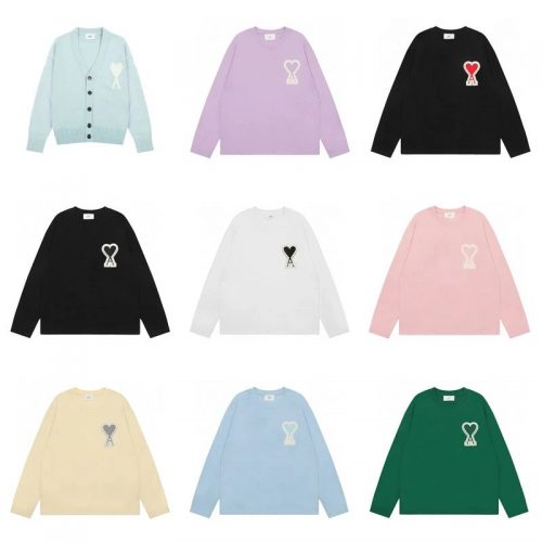 Ami Paris Ami Heart Logo Graphic Long Sleeve Shirt Multicolor