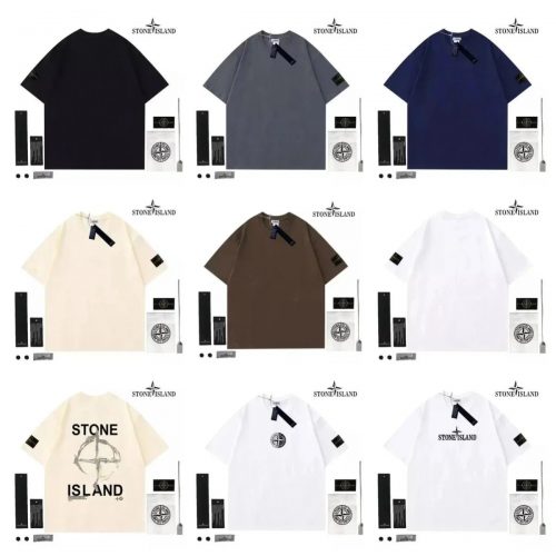 Stone Island Cotton Jersey T-Shirt Casual Short Sleeve Tee Multicolor
