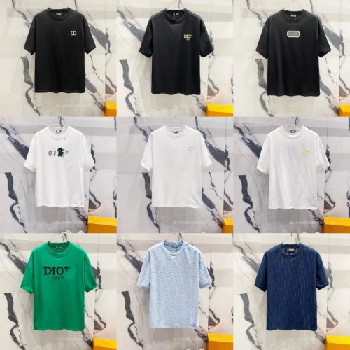 Dior Graphic Print Oversized Tee Cotton T-Shirt Multicolor