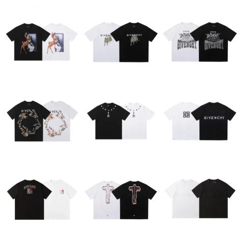 Givenchy Graphic Print Cotton T-Shirt Black and White