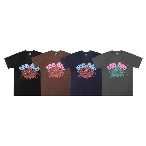 Sp5der 555 Web Graphic Tee Cotton T-Shirt Multicolor
