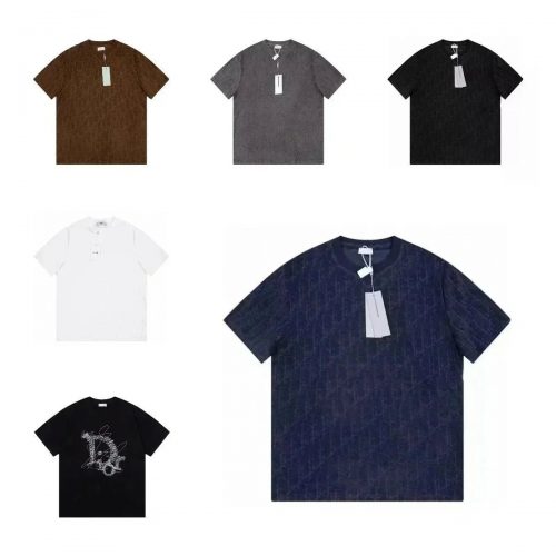 Dior Oblique Jacquard Cotton T-Shirt Navy
