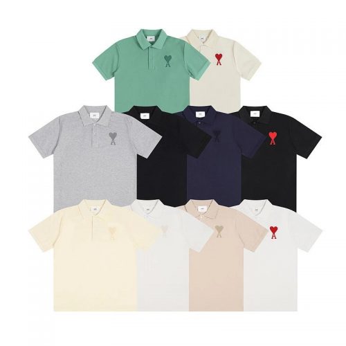 Ami Paris Ami Ami de Coeur Classic Cotton Polo Shirt Multicolor
