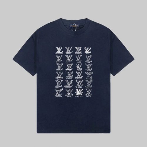 Louis Vuitton LV Alphabet Graphic Cotton T-Shirt Navy