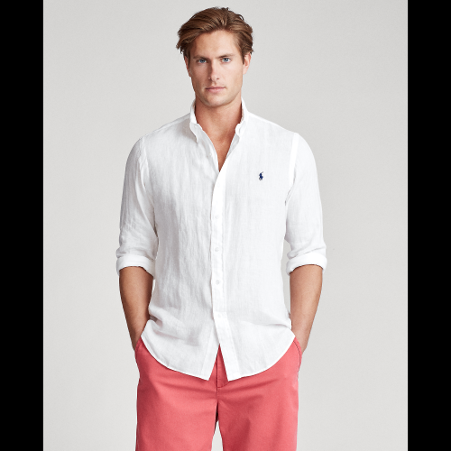 Ralph Lauren RL Linen Button-Down Shirt Casual White