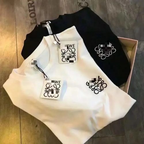 Loewe Anagram Graphic Cotton T-Shirt White and Black