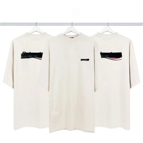 Balenciaga Wave Logo Oversized T-Shirt Beige
