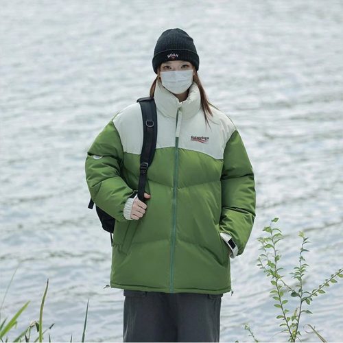 Balenciaga Puffer Jacket Oversized Down Jacket Green and White