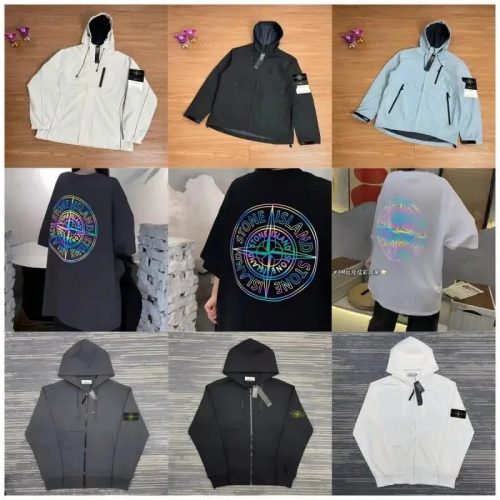 Stone Island Compass Patch Streetwear Jacket Hoodie and T-Shirt Multicolor