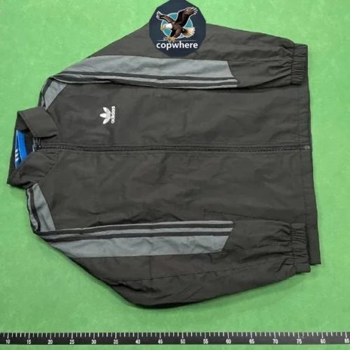 Adidas Trefoil Track Jacket Vintage Sporty Windbreaker Black and Gray
