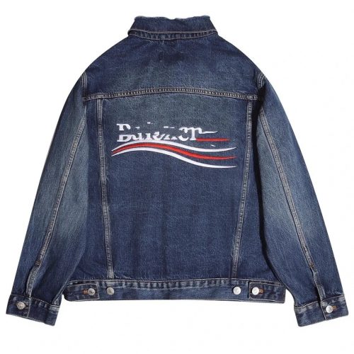 Balenciaga Political Campaign Oversized Denim Jacket Blue